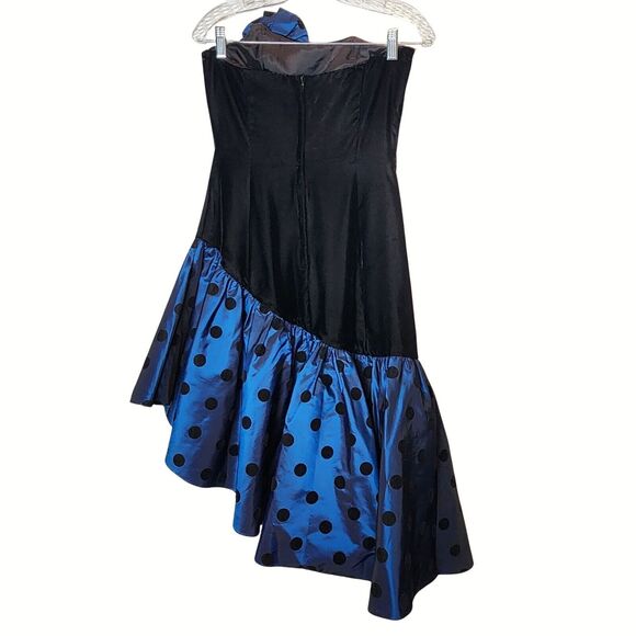 Vtg 80s ROBERTA USA Women’s S 4 Jrs 5/6 Polka Dot Velvet Taffeta Dress - Picture 4 of 10